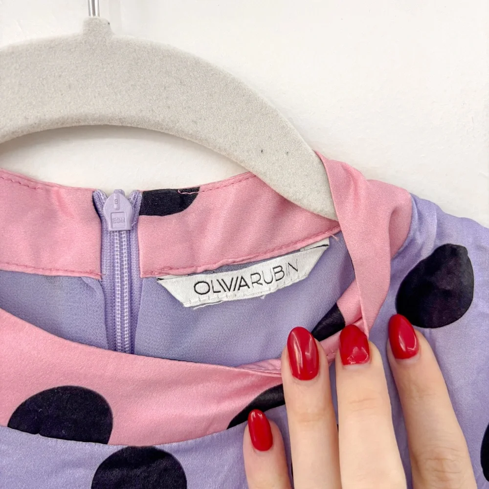 Olivia Rubin Marley Dress Silk Polka Dot Long Sleeve - Picture 8 of 13